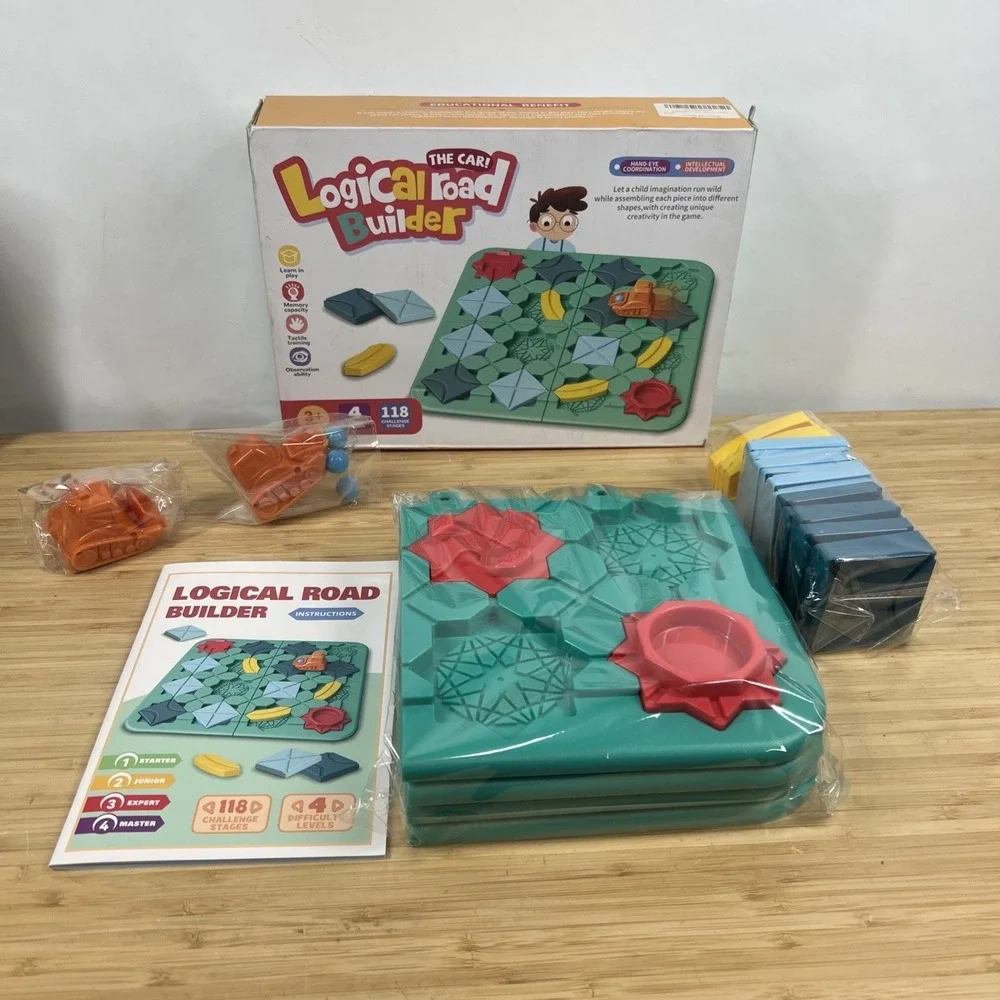 Logic Kids Board Game Marble Run Blocks Puzzle Car Track Toy Race Car NewOpenBox